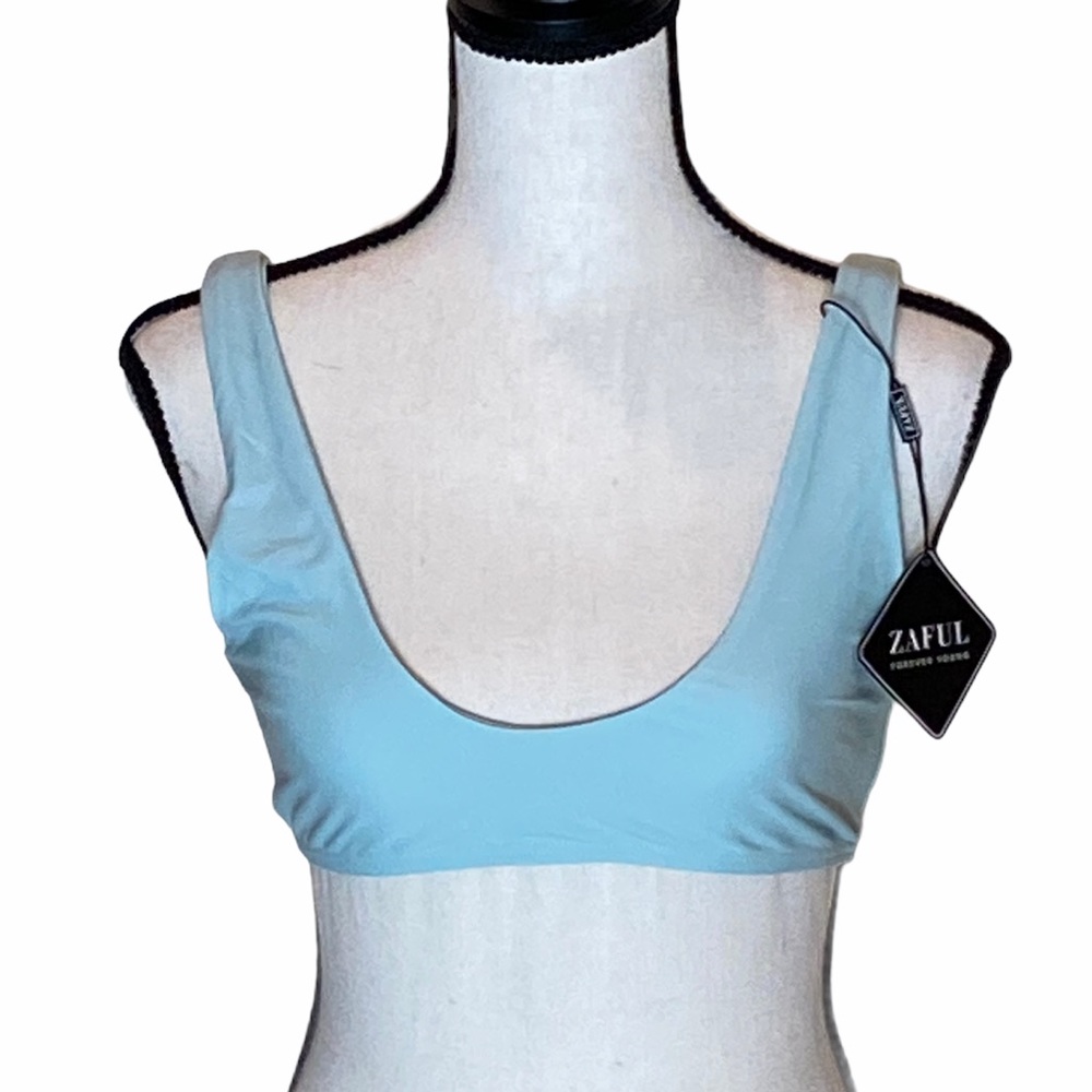 Zaful Forever Young Bikini Top in baby blue